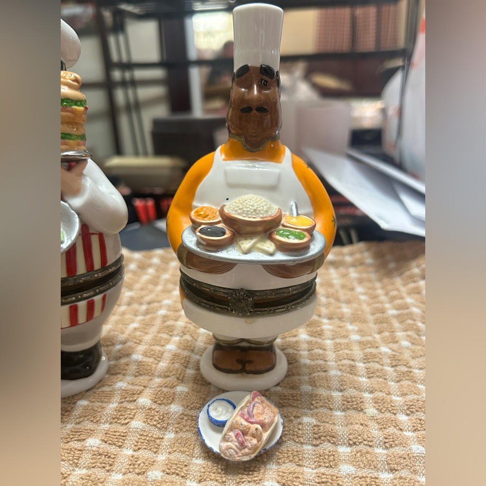 7 Vintage Ceramic Chef Hinged Trinket Boxes Complete set – 1990’s Collectibles - Picture 5 of 13